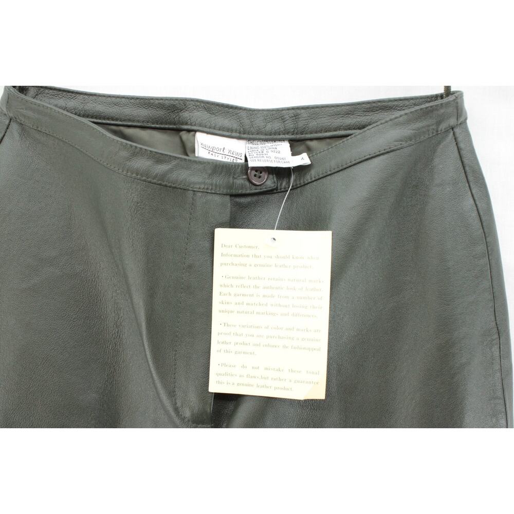 NEW  Newport News Soft Leather 2 Piece Pant Suit Womens Sz 4 Gray Green Biker - Picture 12 of 16